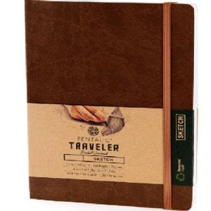 Pentalic Traveler Pocket Journal 6" x 8" - (160 Pages, 74lb) Sketch, Brown