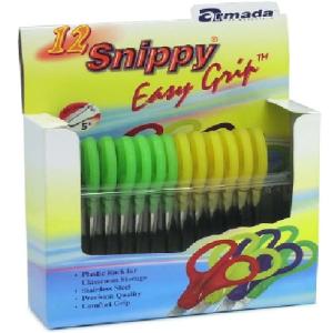 Hygloss  Snippy Easy Grip Scissors for Kids with Plastic  Storage Rack - (12 Pack) Blunt Tip
