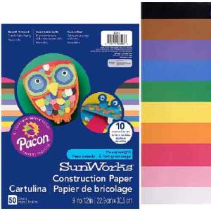 Pacon Sunworks Construction Paper 9" x 12" (50 Sheets) Assorted
