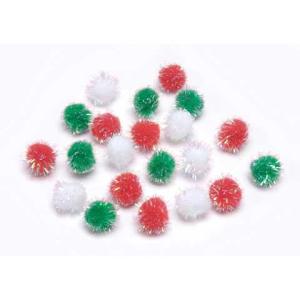 Craft Pom Poms Assorted Christmas Iridescent 1" (20 count)