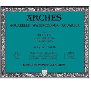 Arches Watercolor Cold Press Block 12"x16"- (10 Sheets, 300lb)