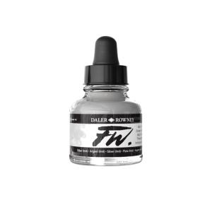 Daler Rowney FW Acrylic Artists Ink - (1oz bottle)- Silver (Imitation) 702