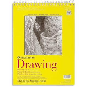 Strathmore 300 Series Drawing Pad 11" x 14" - (25 sheets, 70lb) Bright White, Spiral Bound