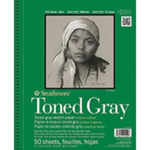 Strathmore 400 Series Toned Gray Sketch Paper (412) 9" x 12" - (50 sheets, 80lb) Wire Bound