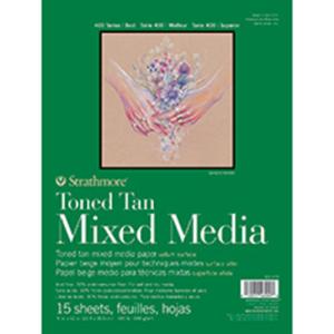 Strathmore 400 Series Toned Tan Mixed Media Pad ( 462 ) 11" x 14" - (15 Sheets, 184lb) Glue Bound