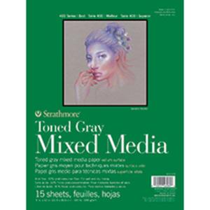 Strathmore 400 Series Toned Gray Mixed Media Pad ( 462 ) 9" x 12" - (15 Sheets, 184lb) Glue Bound