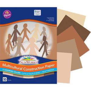 Pacon Sunworks Construction Paper 12" x 18"  (50 Sheets) Shades of Me (Multicultural)