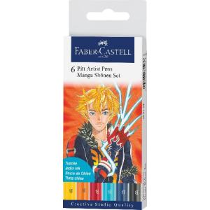 Faber Castell Pitt Artist Pens Wallet- Manga Shonen 6ct   167157