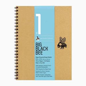Big Black Bee Recycled Rough Sketch Journal 9x9- 50shts