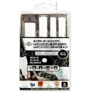Royal Langnickel Acrylic Paint Marker Set - 4ct White Assorted Tips  MARK-2702