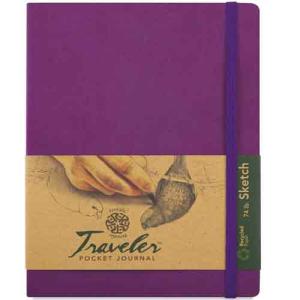 Pentalic Traveler Pocket Journal 6" x 8" - (160 Pages, 74lb) Sketch, Purple