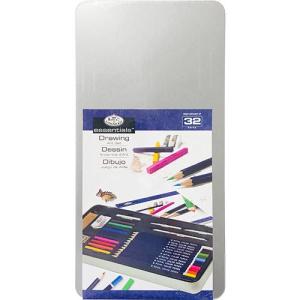 Royal Langnickel Large Essentials Tin Box Drawing Art Set - (32 Pieces) RSET-ART2407