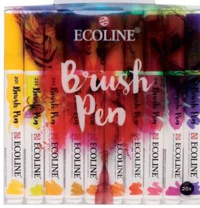 Royal Talens Ecoline Brush Pen Set of 20 Liquid Watercolor Pens – (20 Pack) Basic Colors 11509009