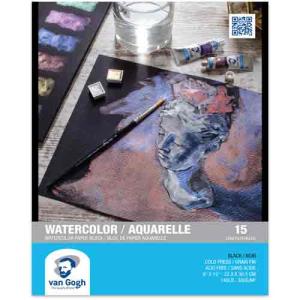 Royal Talens Van Gogh Watercolor Block Paper  9"x12" - Black Cold Press (15 Sheets, 140lb)   94178013