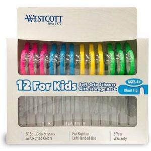 Westcott Scissors for Kids with Storage Rack - (12 Pack) Blunt Tip