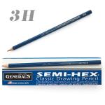 General's Semi-Hex Classic Drawing Pencils - (12 Pack) 3H