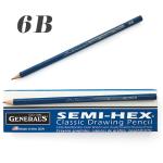 General's Semi-Hex Classic Drawing Pencils - (12 Pack) 6B
