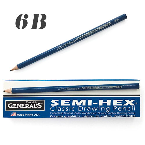 Semi-Hex Graphite Drawing Pencils 4/Pkg-HB, 2B, 4B, & 6B