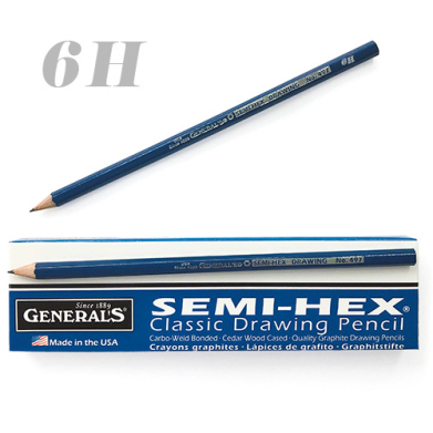 General's Semi-Hex Classic Drawing Pencils - (12 Pack) 6H