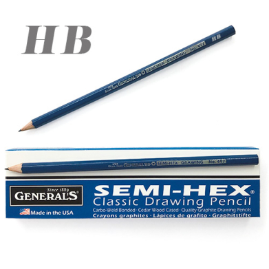 General's Semi-Hex Classic Drawing Pencils - (12 Pack) HB