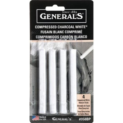 General's Compressed Charcoal Sticks - (4 Pack) White
