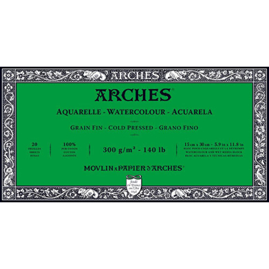 Arches Watercolor Cold Press Block 5.9" x 11.8" - (20 Sheets, 140lb)