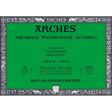 Arches Watercolor Cold Press Block 14" x 20" - (20 Sheets, 140lb)