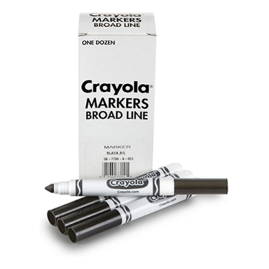 Crayola Conical Tip Broad Line Markers - (12 Pack) Black  58-7800-051