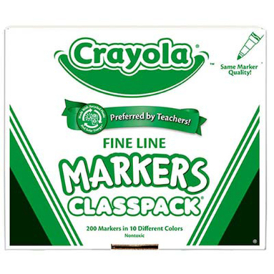 Crayola Washable Fine Tip Marker Classpack - (200 Pieces) 10 Colors