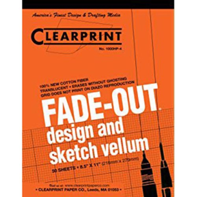 Clearprint 8-1/2 Inch X 11 Inch Fade Out Vellum Pad 50 sheets (4×4)