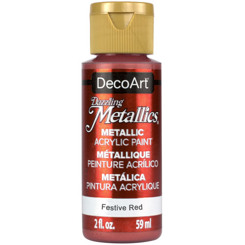 DecoArt Dazzling Metallics Acrylic Paint – (2oz/59ml) Festive Red