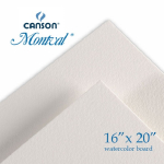 Canson Montval watercolor board set, showing 16x20 inch size and white textured panels with blue logo.