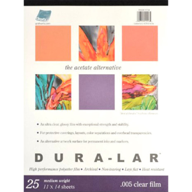 Grafix Dura-Lar Film Pad 11" x 14" - (25 Sheets) Clear