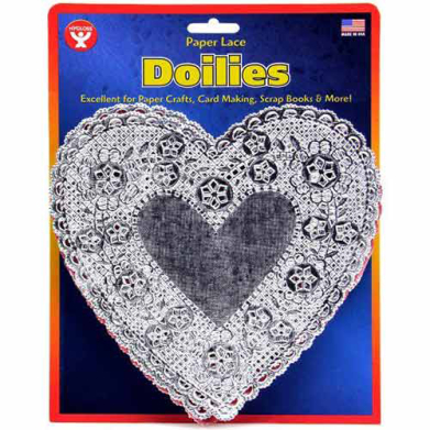Hygloss Paper Lace Doilies 4" - (12 Pack) Silver Hearts