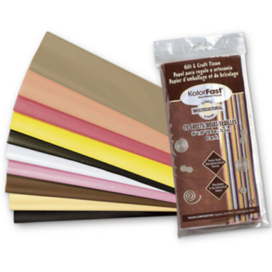 KolorFast Non-Bleeding Tissue Paper 20" x 30" - (20 Sheets) 10 Multi-Cultural Colors  58590