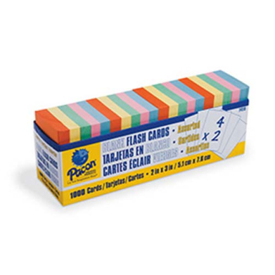 Pacon Blank Flash Cards 2" x 3" - (1000 Pack) Assorted Colors