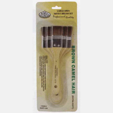 Royal Langnickel 3 Pack Brown Camel Hair Short Handle - 1 Inch,2 Inch,3 Inch