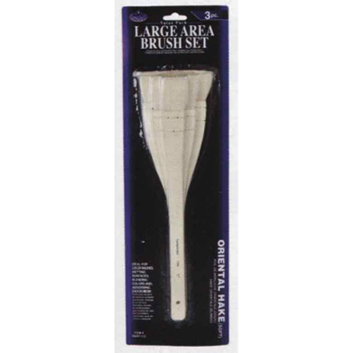 Royal Langnickel 3 Pack White Bristle Long Handle String Tied Hake Brush Set - 1 Inch,2 Inch,3 Inch