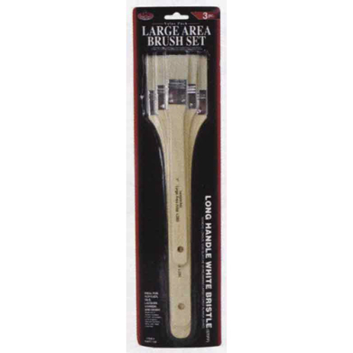 Royal Langnickel 3 Pack White Bristle Long Handle Large Area Brush Set - 1 Inch,2 Inch,3 Inch