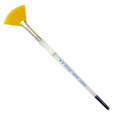Royal Langnickel Soft-Grip Golden Taklon Brush - Short Handle, Fan #6