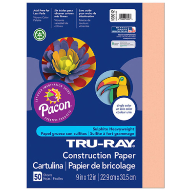 Sulphite Construction Paper 9" x 12" - (50 Sheets) Salmon