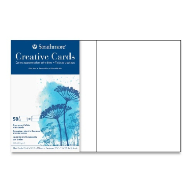 Strathmore Creative Cards and Envelopes - Fluorescent White w/ Deckle Edges, 5" x 6-7/8", 50 Pack  ST105-260