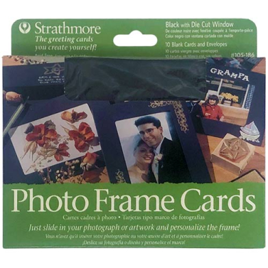 Strathmore Photo Frame Cards & Envelopes 5" x 6.875" - (10 Sheets, 80lb) Black with Die Cut Window