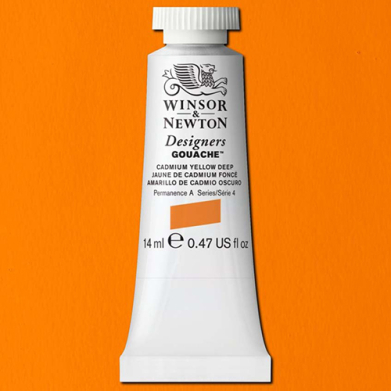 Winsor & Newton Designers Gouache  (0.47oz/14mL) Cadmium Yellow Deep