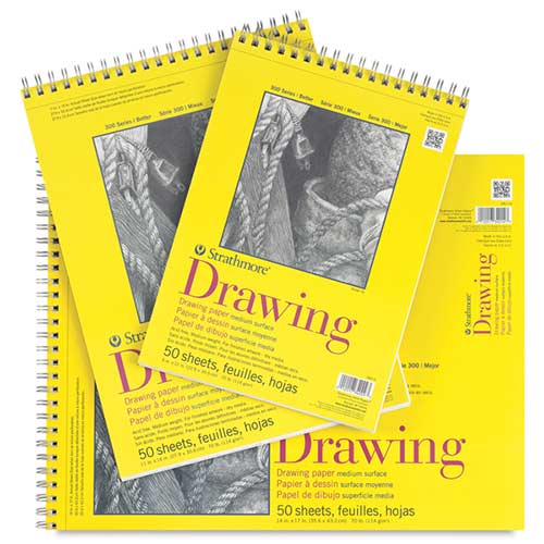 Strathmore 300 Series Drawing Pad 11″ x 14″ – (25 sheets, 70lb) Bright  White, Spiral Bound - Quality Art, Inc. School and Fine Art Supplies