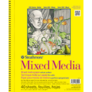 Strathmore 300 Series Mixed Media Pad 9" x 12" - (40 sheets, 117lb) Wire Bound