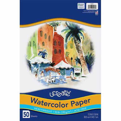 Pacon Ucreate Watercolor Paper 12" x 18" - 90lbs 50 sheets