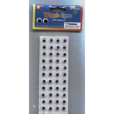 Hygloss Craft Wiggley Eyes Self Adhesive 7mm (96 count)