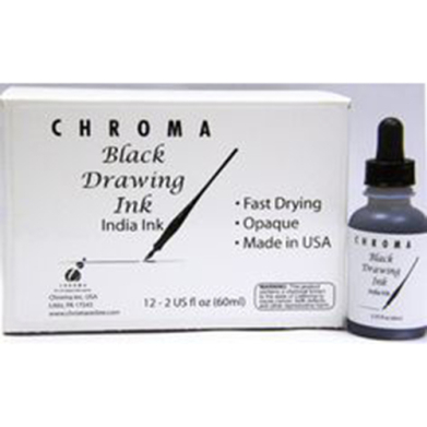 BLACK DRAWING INDIA INK 2 oz W/DROPPER