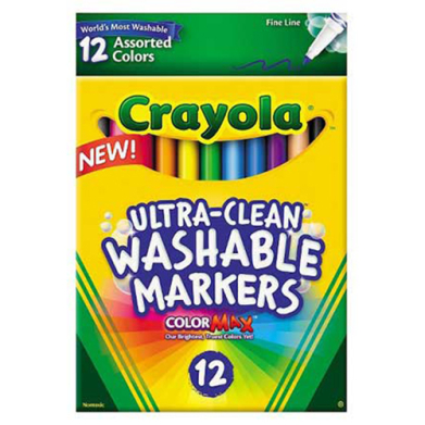 Crayola Washable Fine Line Markers - (12 Pack) Assorted Colors